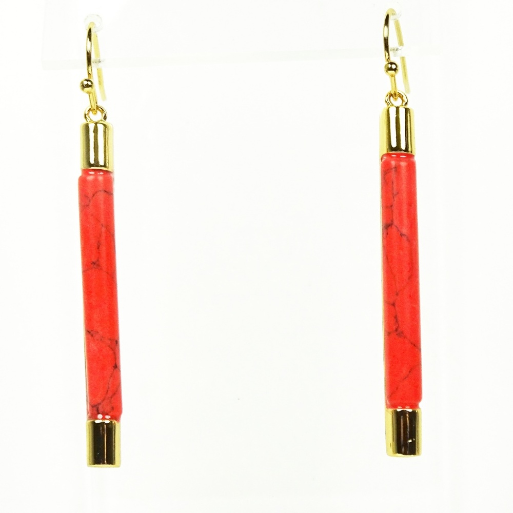 Kate Spade Red and Gold Bar Drop Earrings